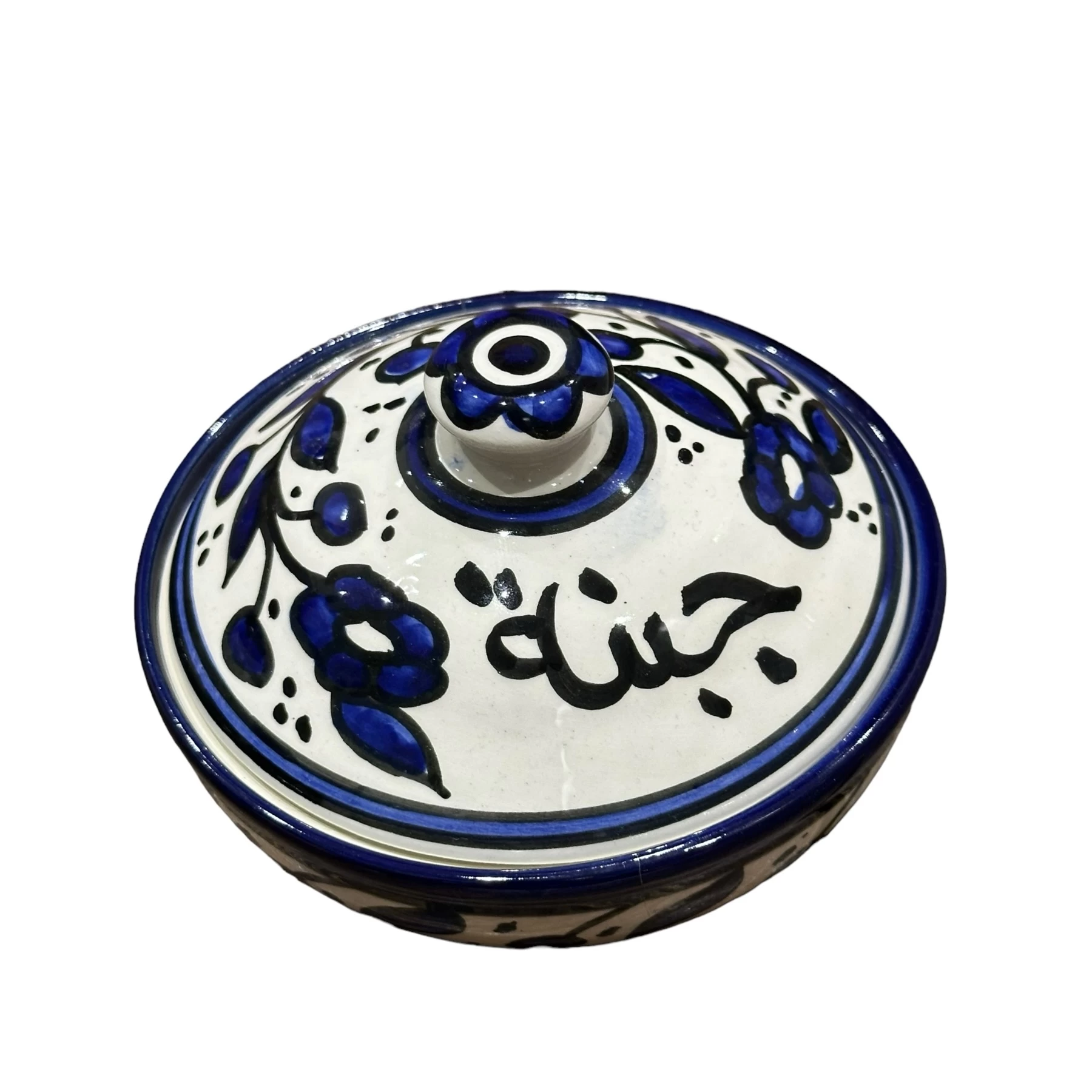 وعاء جبنة خزفي أزرق مصنوع يدويًا 